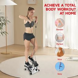 MYHEART 2025 Mini Stepper Hydraulic Fitness Stepper with LCD Display Adjustable Stepper with Two Elastic Ropes Suitable for Small Apartments Perfect for Home Workouts & Slimming Exercise image 5