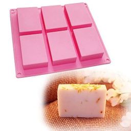 Vedini 6 Cavity Rectangle Shape Sharp Edges Soap Making Silicone Mould Use for Any Purpose (100 to 110 gm Approx Each) JKB-329 image 1