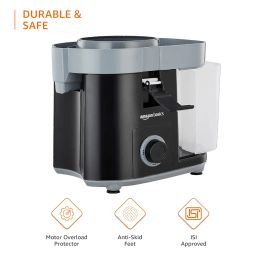 AMAZON BASICS 450 W CENTRIFUGAL JUICER WITH PUSHER, REMOVABLE PULP CONTAINER, SS MESH FILTER & 3 SPEED SETTINGS I FOR JUICING FRUITS, VEGITABLES & MORE, ISI-MARKED, BLACK image 3