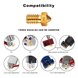 3DINNOVATIONS 3D Printer Nozzle 0.4mm Brass Nozzle Extruder Print Head for 1.75mm Filament E3D V5-V6 3D Printer (10PCS) and 0.35 Needles(4 pcs) image 2