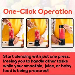 InstaCuppa Portable Blender for Smoothie and Juices, Milk Shakes, Crushing Ice, USB Rechargeable Blender Machine for Kitchen with 2000 mAh Battery, 150 W Motor, 400 ML, Built-in Jar (Normal Edition) image 5