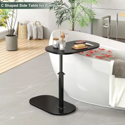Height Adjustable End Table for Bed| Sofa Side Table| Rolling C Table for Couch/Bed| 360 Degree Moving Table with Metal Finish| image 3
