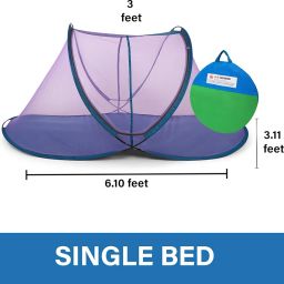 ALTAMASH Mosquito NET Emporium Polyester Foldable Lightweight Portable Single Bed Purple Machardani Mosquito net with Base image 4
