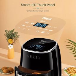 INALSA Air Fryer for Home|5.5 liter Capacity|Visible Window & Internal Light|1600 W with Smart AirCrisp Technology|6-In-1 Appliance With 8 Preset Menu & Digital Display (Tasty fry DW5.5)Black image 4