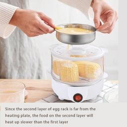 Egg Cookers With Automatic Operation | 14 Egg Capacity Double-Layer Lazy Egg Boiler | Egg Cooker with Two 7-Egg Racks | Overheat Protection | 15.2 cm Measuring Cup image 5