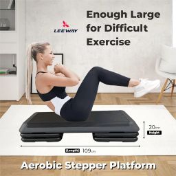 Leeway Aerobic Step Adjustable 43” Stepper Platform for Aerobic Exercises- 4”-6”-8” Adjustable Height, Step Platform Trainer, Multilevel Adjustable Aerobic Stepper, Step Platform (Stepper 109 X 41 X 20 CM - Black) image 3
