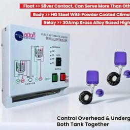 Adon Electronics Single Phase Fully Automatic Water Level Controller with 2-Float Sensor for Monoblock Pump Motor Load upto 3HP (Double Tank Control) image 1