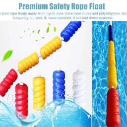 Safety Pool Lane Divider Floats with Buoy, Dangerous Area Colorful Pool Rope with 2 Hooks, Polyethylene Rope Float Keepers for Swimming Pool Training (Color : Steel Wire Rope Style, Size : 2m/6.6ft image 3