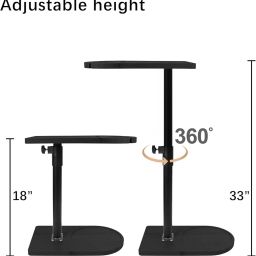 Height Adjustable End Table for Bed| Sofa Side Table| Rolling C Table for Couch/Bed| 360 Degree Moving Table with Metal Finish| image 5