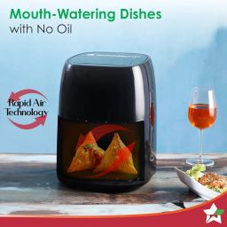 Wonderchef Neo Digital Air Fryer | Rapid Air Technology | 6 Pre-Set Menu Options | Temperature and Time Control | Automatic Shut-Off | Compact Design | 4.5 Litres | 1 Year Warranty | 1500 Watts|Black image 2