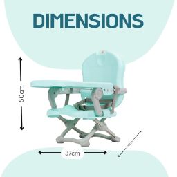 Infantso Baby Portable Chair, Kids Feeding Chair,4 Level Height Adjustment,3 Point Safety Belt and Removable Dining Tray for Infants and Toddlers of Age: 6 Months - 3 Years (Sea Green) image 4