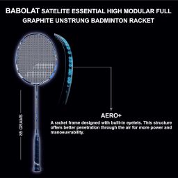 BABOLAT SATELITE ESSENTIAL HIGH MODULAR FULL GRAPHITE UNSTRUNG BADMINTON RACKET WITH LIFE PLUS 70 STRING 10.2M,0.70MM GAUGE image 4