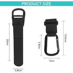 SNOWIE SOFT Universal 2-Pack Leather Pram Hooks With Metal Carabiner, Adjustable Quick Release Design For Strollers & Bikes - Stylish & Durable Storage Solution, Multi-Colour image 3