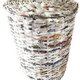 Sonas Creation Paperus, Small Size 8 Inch Tall, 5 Liter, Color Natural, Waste Basket with Cover, Dustbin with Fixed Lid, Trashcan, Paper Bin, Eco-friendly, Handmade, of Paper Ropes image 2