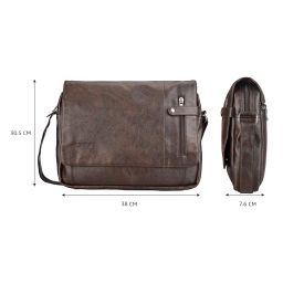 Amazon Basics Leather Messenger Bag/Office Bag | Fits Up to 14 Inch Laptop/MacBook | Padded Laptop Compartment | Handcrafted with Multiple Compartments and Adjustable Strap image 5