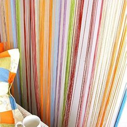 PINDIA Polyresin Decorative String Thread Room Door Curtain, 7x3.6ft, Multicolour, Set of 2 (CRTSTRING005PC2) image 1