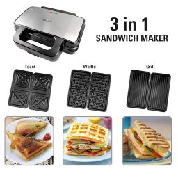 iBELL Sm3010M 3-In-1 Sandwich Maker Big Size, 1300 Watt, 2 Year Warranty, With Automatic Temperature Control And Detachable Plates For Toast/Waffle/Grill (28.5 X 25 10 Cmblack 3010) image 2