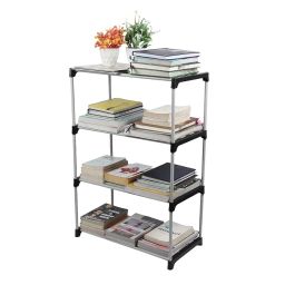 LOTSPEK 4 Layer Bookshelf for Home Library, Book Stand| Book Rack for Study Room| Book Stand Shelf 4 Layer Black Plastic Rack image 2