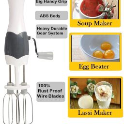 Manual Egg Beater | Hand Blender | Hand Mixer | Whisker | Cream Mixer with Stainless Steel Wire Blade for Kitchen image 1