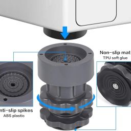 Waafy Washing Machine Vibration Pads - Adjustable Dryer Shock & Noise Cancelling Pads, Anti Vibration Pads for Washing Machine Support, Height Adjustment Feet for Refrigerators, (4 Pcs Set) (Grey) image 5