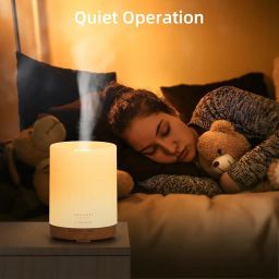 300ML Essential Oil Diffuser, Quiet 5-in-1 Premium Humidifier, Home Fragrance Aroma Diffuser with 7 LED Color Changing Light and Auto-Off Switch -Light Brown image 3