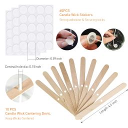 HASTHIP® DIY Candle Making Tool Kit with 100 Pcs 6 inches Candle Wicks, 60cs Candle Wick Stickers, 10 Pcs Wooden Candle Wick Holders Candle Wicks Tool Kit for DIY Candle Making Scented Candles image 2