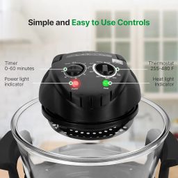 Ketumal 2 in 1 Halogen Convection Oven Combi Grill, Multifunction 13 Liters, Adjustable Temperature Up to 250°C, 60 Minute Timer with Self-Cleaning Function - 220V, 1400W image 5