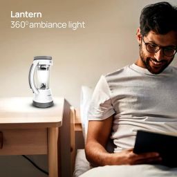 Wipro Cyrus Multi-Functional Rechargeable LED Torch with Emergency Lantern| 360 Degree Ambient Light| 1500 mAH Li-Ion Battery | White, Pack 1. image 2