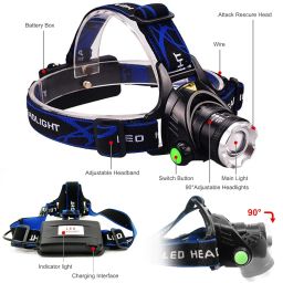 SARJAK with Rechargeable Batteries, DLAND LED Light Waterproof Zoomable 3 Modes 1000 Lumens Hands-Free Headlight Torch Flashlight image 2