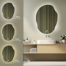 LUPPRA 18x24 Inch Wall-Mounted LED Mirror with Smart Sensor and 3-Color Light (Warm, White, Natural) | Wash Basin Wall and Fancy Washbasin Mirror,Smart LED Design image 5