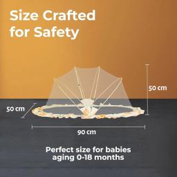 Safemyles Foldable Baby Mosquito Net, Bottomless Net for Baby, for Safe & Easy Use | Ensures Your Baby's Safe Sleep - (L-90 x W-50 x H-50 cm) - Color Pattern image 1