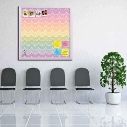 ArtzFolio Wavey | Bulletin Board Notice Pin Board | Vision Soft Board Combo with Thumb Push Pins & Sticky Notes | White Frame | 12 x 12 inch (30 x 30 cms) image 5