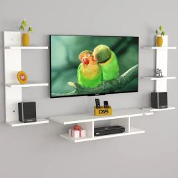 DAS Engineered Wood Dexter Pro Wall Mount Tv Entertainment Unit/With Set Top Box Stand With Wall Shelf Display Rack For Living Room Frosty White (Ideal For Up To 32") Screen image 3