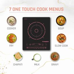 Crompton Instaserve 2000 W Induction Cooktop with 11 Feather Touch Buttons | 8 One touch Cook Menus | Overvoltage Shield Protection image 2
