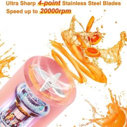 Mini Bottle Juicer | Portable 4-Blade USB Juicer | Smart Electric Juice Maker & Blender | Mini Bottle-Shaped | USB Grinder Mixer for Smoothies & Shakes (Multi-Color) image 3