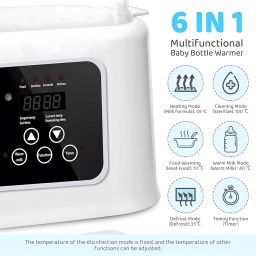24x7 eMall 6-in-1 Baby Bottle Warmer & Sterilizer – Fast Heating, Precise Temperature Control, LCD Display, Large Capacity with Pliers and Brush - Bottles not Included, Baby Food Formula Heater image 1