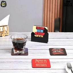 Gkd Coaster Set Of 6 Motivational Wooden Coasters With Proper Coaster Stand Designer Coaster Set Fit For Tea Cups,Coffee Mugs (Square 3.8X3.8 Inch) (Motivational Quotes) image 4