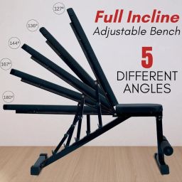 KENIT Adjustable Bench with 5 Levels, Flat, Incline & Decline with Leg Support, Adjustable Strength Training Bench for Full Body Workout (Black) image 2