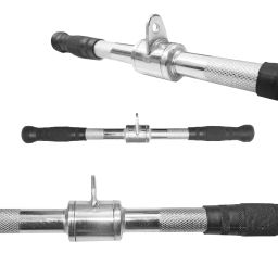Chillax Gym Cable Attachment, Imported Chrome Straight Rotating Bar, LAT Pull Down Bar, Seated Row Bar, Triceps Rope, Rotating Tricep Press Down Bar with Rubberized Handgrips image 1