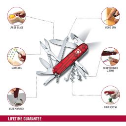 Victorinox Swiss Army Knife - Huntsman lite - 21 Functions, Multi-utility tool with LED- Red, 91 mm image 2