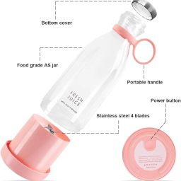 ONERIOUS Portable Mini Juicer Blender, USB Rechargeable, Electric Juicer Bottle Blender Grinder Mixer, Personal Size Blender for Juices, Shakes and Smoothies, Fruit Juicer Machine image 3
