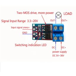 Optimuss High Power MOS FET DC 5V-36V Trigger Switch Driving Module PWM Regulator Control Panel image 4