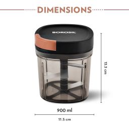 Borosil EazyPull Chopper with 6 Blades, Pull Chopper with Durable String, Mini Chopper for Kitchen, for Chopping Vegetables, Leafy Greens & Herbs, BPA-Free, Unbreakable 900 ml Chopping Bowl image 2