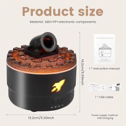 Gnanishwa Cannon Blast Aroma Humidifier – Turret Silent Diffuser with Volcanic Lava Effect, LED Light & Timer (Black) image 5