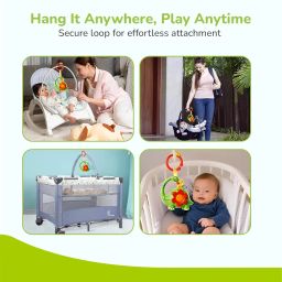 R for Rabbit Orapple Dino Tune Musical Hanging Toy for Baby with 4 Built-in Tunes, Press & Play Mode, Attachable to Stroller, Cradle & Play Gym | Motor Skill Development 3+ Months Kids (Green Red) image 2