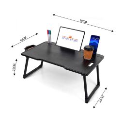 DIVIJA STORE Smart Multipurpose Foldable Laptop Table with Cup Holder, Study Table, Bed Table, Breakfast Table, Foldable and Portable/Ergonomic & Rounded Edges/Non-Slip Legs (Black) image 2