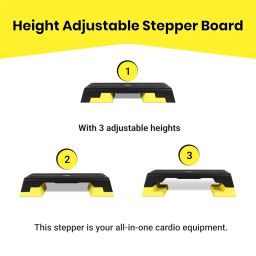 The Cube Club Stepper Bench Polypropylene Step Platform with Non-Slip Textured Surface | 200Kg Capacity 3 Height Adjustable (15-20-25 CMs) Aerobic & Strength Training Workout Stepper Deck image 2