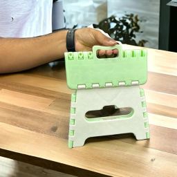 MARKWELL 7" Folding Step Stool for Kids Baby Stool Non-Slip Folding Stools with Portable Handle, Compact Plastic Foldable Step Stool for Bathroom,Bedroom, Kitchen,(Green-White) image 3