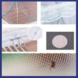 BRIGATTES Mosquito Net for Double Bed King Size Foldable,Foldable Child Mosquitoes with Adults Maskito of 6 Saviours Mosquito-Net Strong and Durable Tent, Machhardani (White) image 3