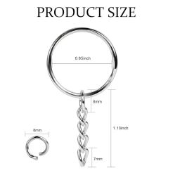 25mm Open Jump Ring Connector Key Case (Silver) Used for Organize Your Keys, Purse Making Paracord Keychains and Also Used for DIY Crafts (Pack of 100) image 1